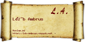 Löb Ambrus névjegykártya
